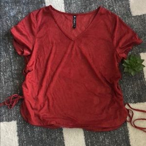 Red Short Sleeve Crop Top -Size Small